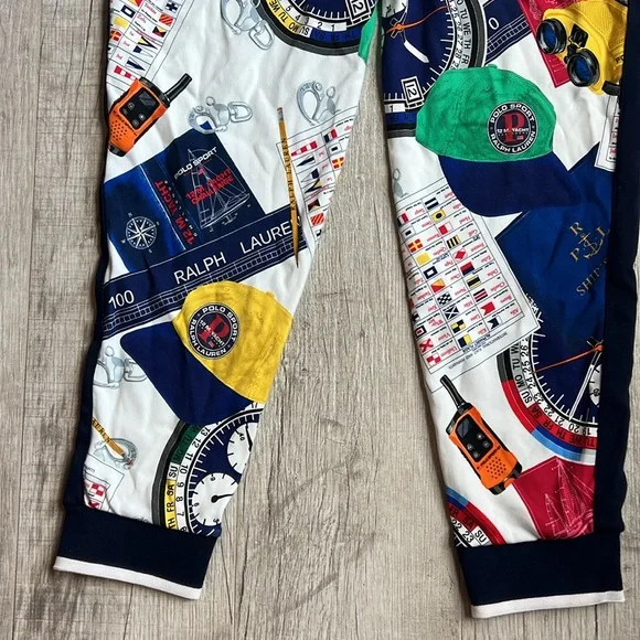 Polo Ralph Lauren Oceans Challenge 12m‎ Yacht Nautical Collage Pants Jogger M